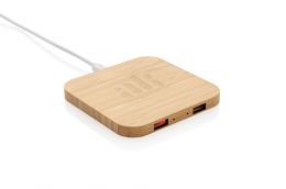 Chargeur sans fil 10W en bambou FSC avec USB