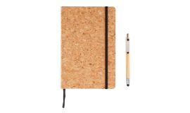 Carnet de notes en liège avec stylo en bambou A5