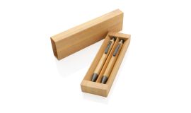 Set de stylos en bambou dans un coffret