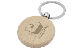 Porte-clés rond en bois de hêtre